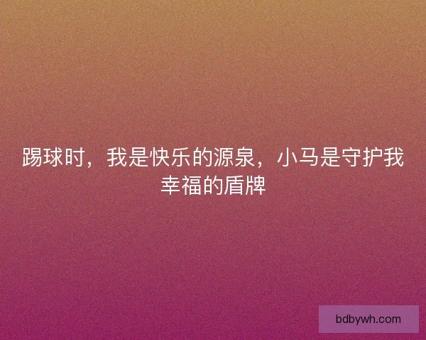 踢球时，我是快乐的源泉，小马是守护我幸福的盾牌