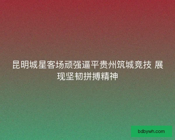 昆明城星客场顽强逼平贵州筑城竞技 展现坚韧拼搏精神