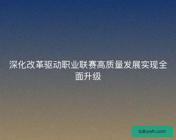 深化改革驱动职业联赛高质量发展实现全面升级